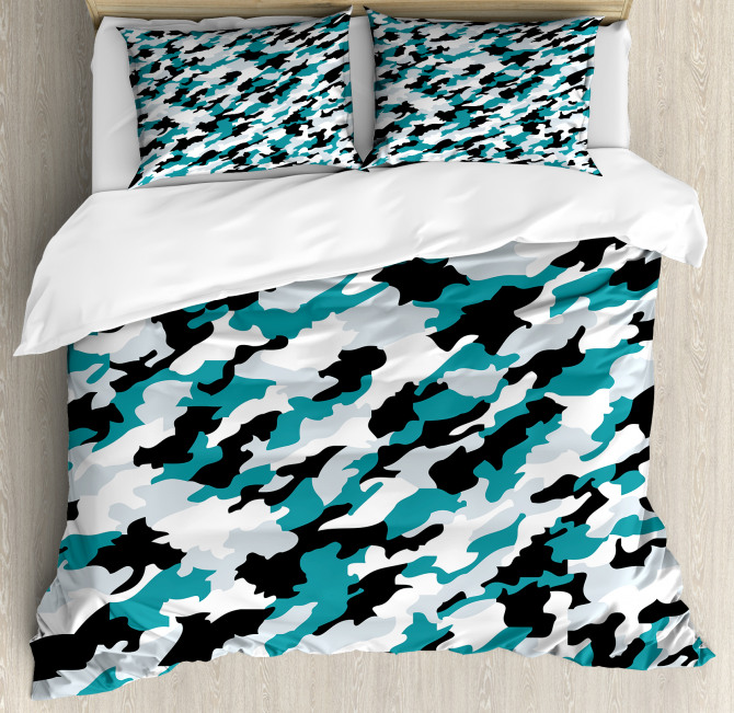 Aquatic Camouflage Tile Duvet Cover Set