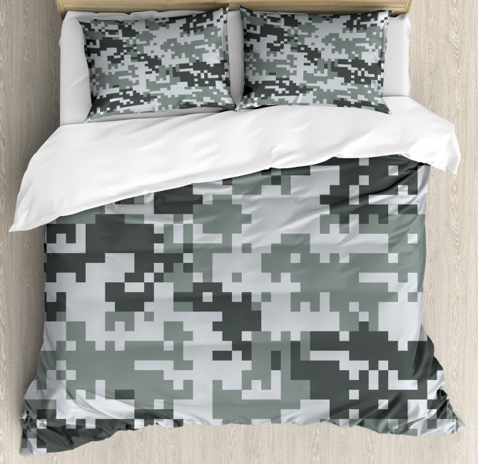 Pixel Effect Digital Grey Duvet Cover Set