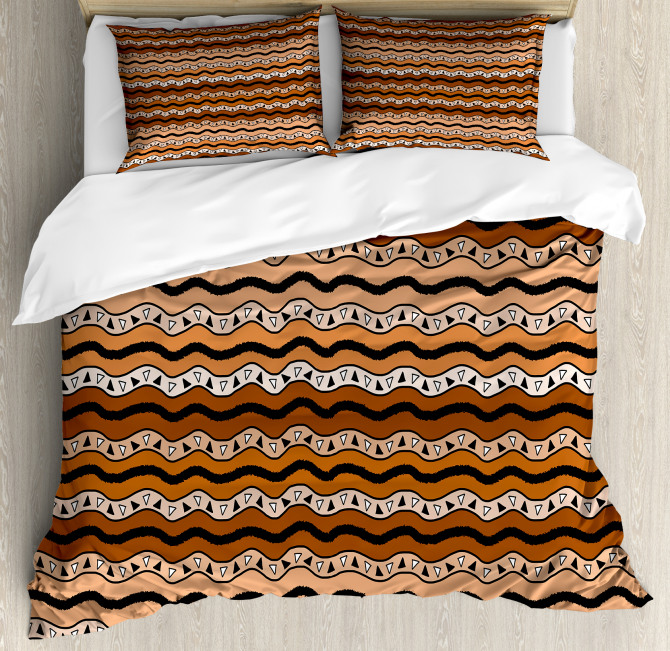 Tribal Wavy Lines Artful Duvet Cover Set