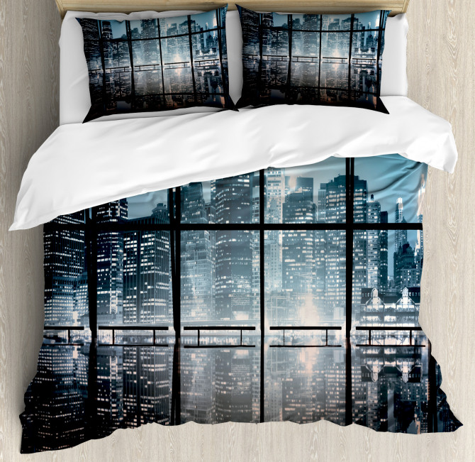 New York at Night Scenery Duvet Cover Set