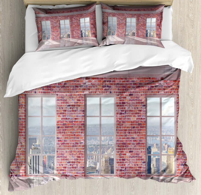 Red Brick Wall Loft City Duvet Cover Set