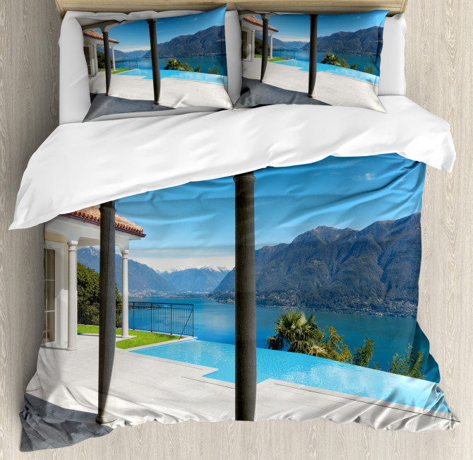 Lake Maggiore Alps View Duvet Cover Set