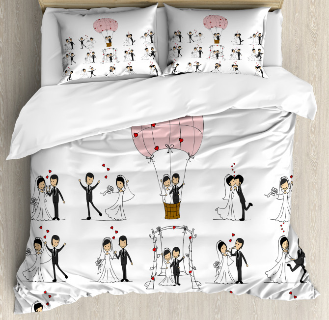 Bride Groom Cartoon Duvet Cover Set Nev 35146 Jpg