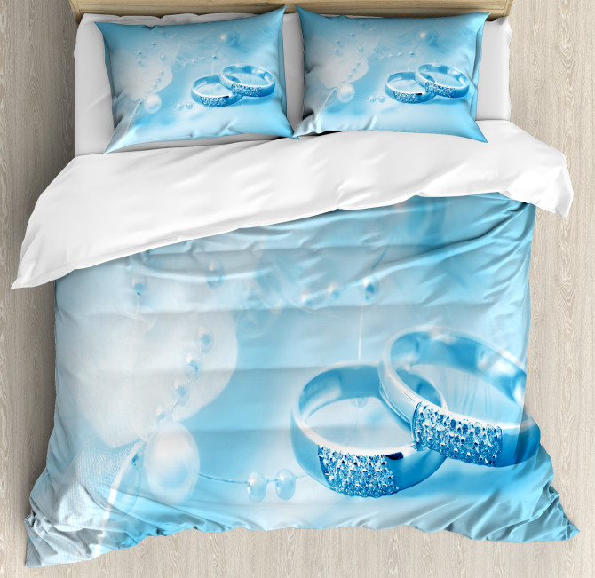 Wedding Rings Pearls Duvet Cover Set