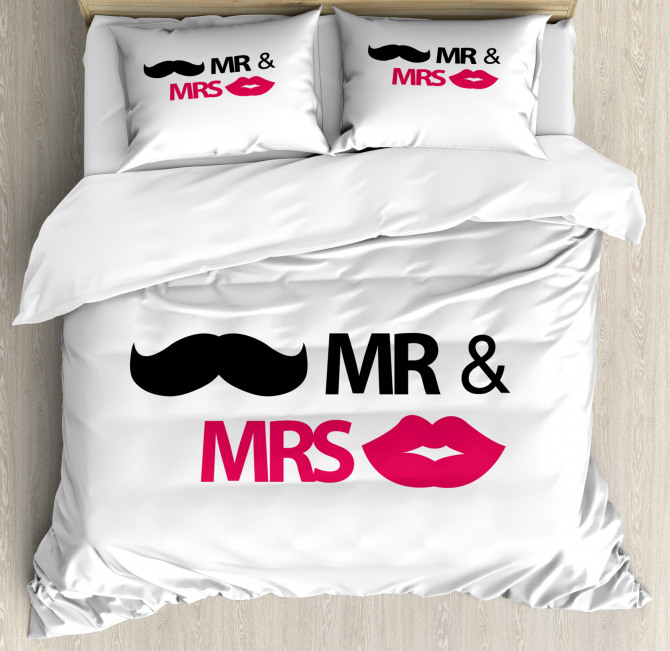 Lips Moustache Mr Mrs Duvet Cover Set
