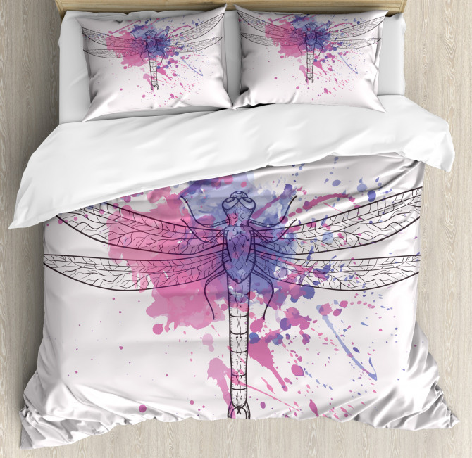 Grunge Moth Dragonfly Duvet Cover Set