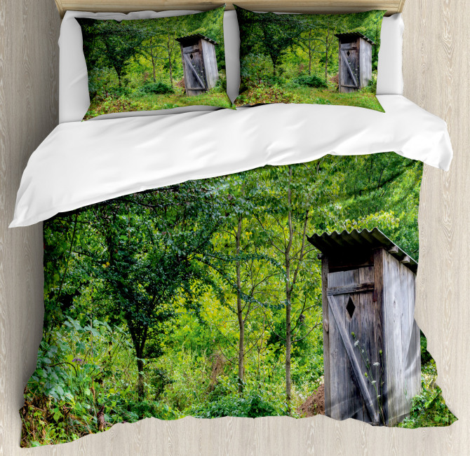 Spring Forest Worn Hut Duvet Cover Set