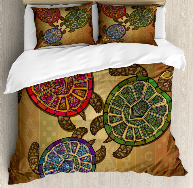 Three Turtles Ornamental Duvet Cover Set