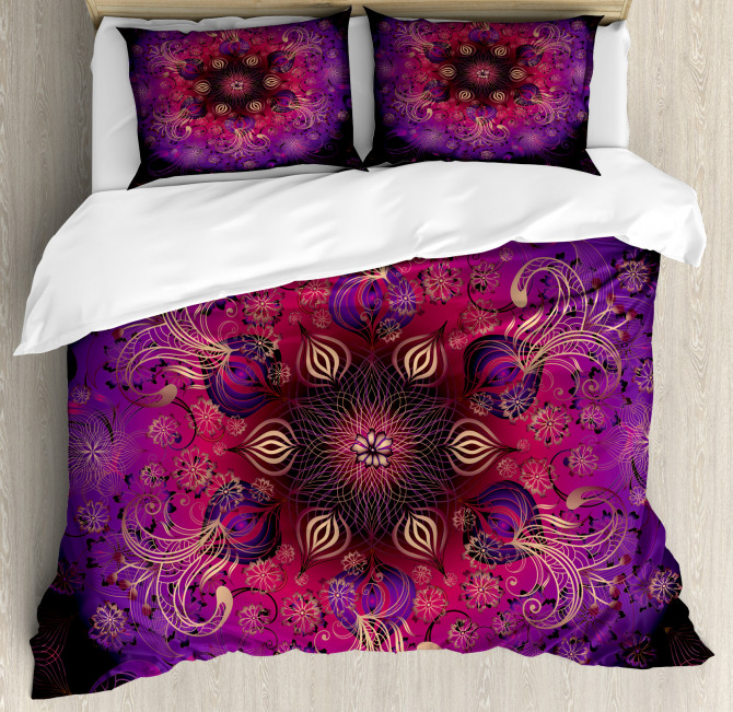 Purple Mandala Duvet Cover Floral Persian Print