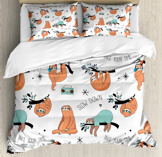 Cute Sloths On Branches Duvet Cover Set Nev 37834 Jpg