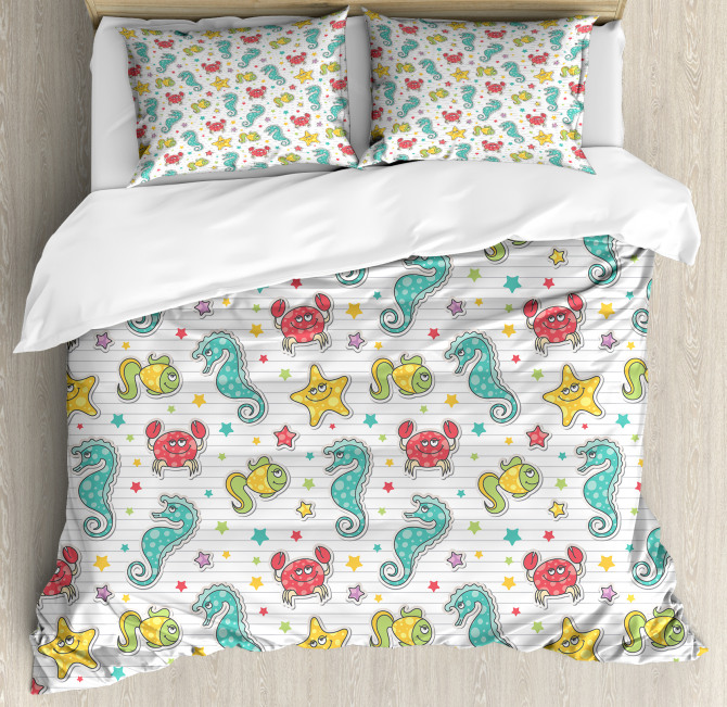 Seahorse Crabs Fish Duvet Cover Set Nev 44126 Jpg