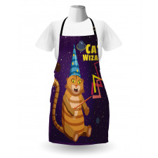 Cat Wizard Funny Cartoon Apron