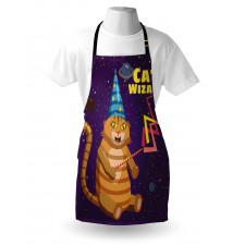 Cat Wizard Funny Cartoon Apron