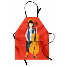 Cartoon Woman Playing Music Apron