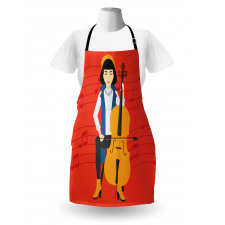 Cartoon Woman Playing Music Apron