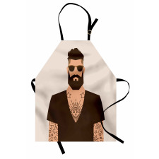 Tattooed Hipster Cartoon Apron