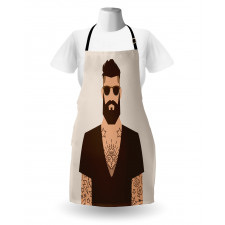 Tattooed Hipster Cartoon Apron