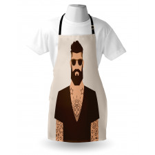 Tattooed Hipster Cartoon Apron