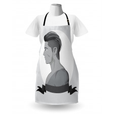 Greyscale Beardless Boy Apron