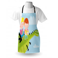 Boy Girl Sitting on Dragon Apron