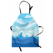 Blue Tones Ocean Illustration Apron