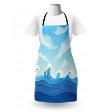 Blue Tones Ocean Illustration Apron