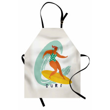 Woman Surfer on the Waves Art Apron