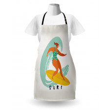 Woman Surfer on the Waves Art Apron