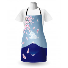 Mountain and Cherry Blossoms Apron
