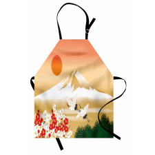 Japanese Landscape and Birds Apron