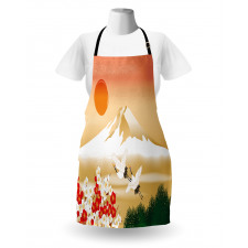 Japanese Landscape and Birds Apron