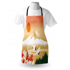 Japanese Landscape and Birds Apron