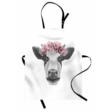 Cow with Roses Wreath Apron