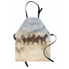 Wild Mustang Horses Art Apron