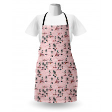 Palm Tree Rocky Beach Waves Apron