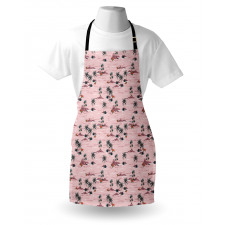 Palm Tree Rocky Beach Waves Apron