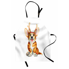 Corgi Dog with Deer Antlers Apron