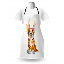 Corgi Dog with Deer Antlers Apron