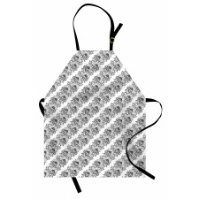 Vintage Outline Floral Motif Apron