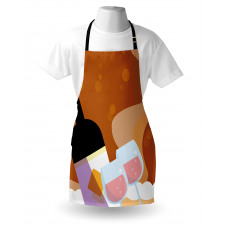 Rose Wine Bottle Cartoon Apron