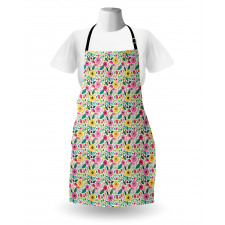 Doodle Peonies Berries Leaves Apron