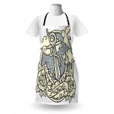 Anchor and Roses Clouds Apron