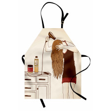 Girl Hair Care Sketch Art Apron