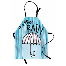 Sevimli Mutfak Önlüğü Puantiyeli Şemsiye ile Düz Yağmur Çizgileri
