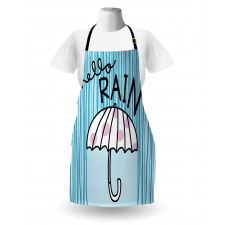Sevimli Mutfak Önlüğü Puantiyeli Şemsiye ile Düz Yağmur Çizgileri