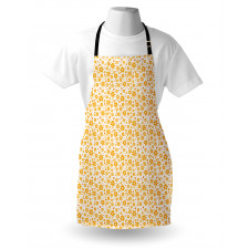 Floral Mutfak Önlüğü Sarı Dekoratif Yıldız Çiçekleri Beyaz Fonlu