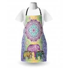 Eastern Elephants Flowers Apron