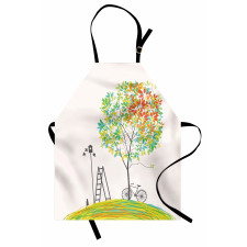 Bicycle Stairs Bird Apron