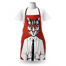 Funny Businessman Cat Suit Apron