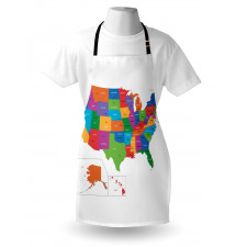 Ülkeler ve Şehirler Mutfak Önlüğü ABD Haritası Desenli